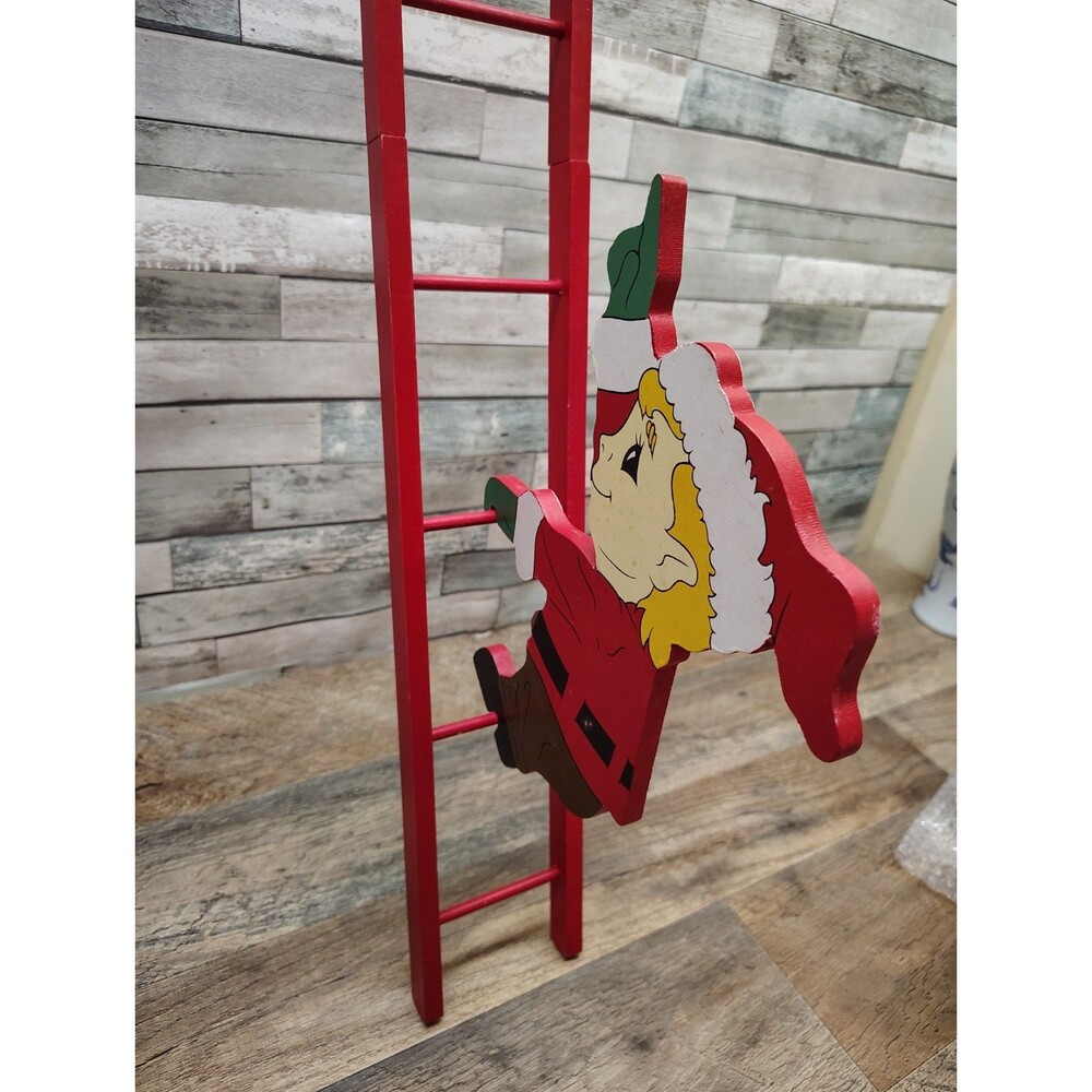 Vtg House of Lloyd Chistmas Around The World "Up The Ladder" Wooden 1991 Santa - Picture 4 of 13